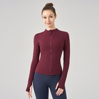 Nouvelles vestes de sport pour femmes, vestes à fermeture éclair ajustées à manches longues, cardigan, vêtements de yoga fitness, vêtements de sport nude à séchage rapide