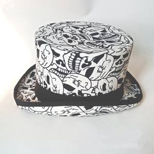 Ready to Ship Wholesale <strong>Mad</strong> <strong>Hatter</strong> Magic Topper <strong>Hats</strong> Wool Felt White Top <strong>Hat</strong> With Polka Dot/skull Printed - Product Image 4