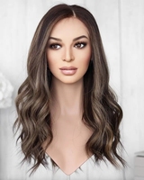 Topper capillaire casher, base en soie, brun foncé, balayage, remplacement capillaire, postiche, toupet, cuticules alignées, cheveux humains, toppers pour femmes