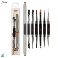 Ensemble de pinceaux à ongles en nylon à double extrémité avec manche en métal et bois, pour liner, ovales, plats, peinture, ombrage et paillettes, pour manucure DIY