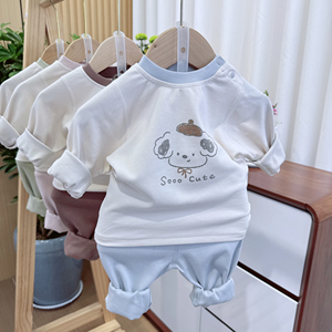 ชุดแยกชิ้นสำหรับเด็ก<span class=keywords><strong>ทารก</strong></span> กางเกงนอนผ้าฝ้ายอุ่นเอวสูงป้องกันหน้าท้องสำหรับฤดูใบไม้ร่วง/ฤดูหนาว - Product Image 1