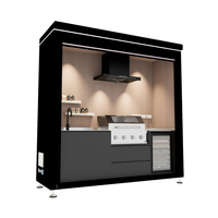 Cuisine extérieure modulaire complète avec volet roulant, barbecue à gaz intégré, évier, réfrigérateur, îlot BBQ en acier inoxydable pour patio et jardin