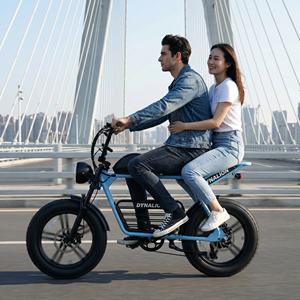 Vélo électrique à deux places avec selle allongée et système d'alimentation 48V, Ebike Scrambler vintage pour les déplacements urbains partagés - Product Image 3