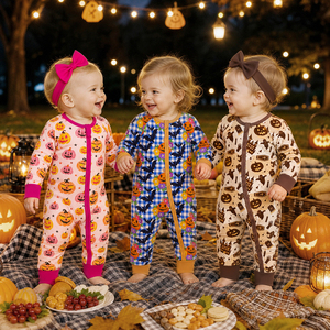 Costume de bébé unisexe en fibre de bambou doux, motif citrouille et fantôme, pour <span class=keywords><strong>Halloween</strong></span>, 0-24 <span class=keywords><strong>mois</strong></span>, idéal pour les fêtes de déguisement - Product Image 1