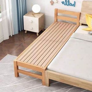 Beech Wood Childrens <b>Bed</b> Platform <b>Bed</b> Extra Wide Solid Wood <b>Side</b> <b>Rails</b> Assemblable Bedroom Furniture - Product Image 3