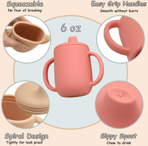 Gobelet d'apprentissage pour tout-petits Benhaida, résistant aux chocs, compatible lave-vaisselle, avec bec souple, sans BPA, anti-fuite, en silicone - Product Image 2