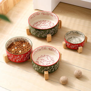 Doe Pet Wholesale Nouveaux bols en céramique rétro floraux créatifs peints à la main pour animaux de compagnie, bols pour chien et chat, bols pour nourriture et eau - Product Image 2
