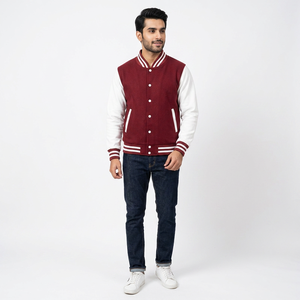 Chaqueta Varsity Unisex Personalizada para Hombre, 100% Algodón, Cuello Alto, Estilo Casual, Invierno, a la Moda, Venta al Por Mayor, Impermeable y Resistente al Viento - Product Image 1