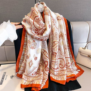 Châles longs et grands en soie imitation pour femmes, élégants, imprimés, motif cachemire, pour le bureau - Product Image 4