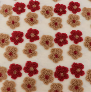 批发提花针织夏尔巴3D花卉泰迪布柔软毛绒面料，适用于婴儿毛毯、家居装饰和女童服装 - Product Image 5