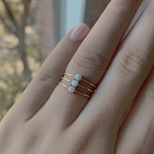 Placcatura in oro rosa 1mm di Spessore In Argento Solitarie Opale Impilabile Anello - Product Image 6