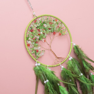 Attrape-rêves <span class=keywords><strong>bohème</strong></span> fait main « <span class=keywords><strong>Vie</strong></span> <span class=keywords><strong>de</strong></span> l'Arbre » – Tapisserie murale verte en plumes pour <span class=keywords><strong>la</strong></span> décoration intérieure - Product Image 6