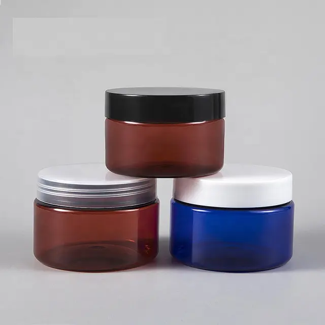 Pots de crème de soins pour la peau du visage, bouchon métallique vide en plastique PET 100ml 150ml 200ml 250ml avec blanc noir argent en plastique de blé CN;GUA