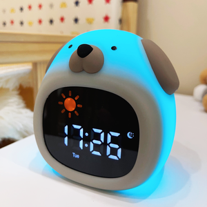 Nuovo Orologio per l'Addestramento al Sonno per Bambini con Luce Notturna Facile da Impostare con Suoni Naturali Lampada Sveglia a Forma di Cane per Camere dei Bambini - Product Image 4