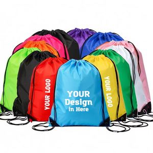 Sac de sport pour femme avec logo, sacs imprimés, sacs à dos à cordon en polyester personnalisés pas chers - Product Image 1