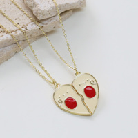 Collier avec pendentif cœur en émail coloré mignon, charme cœur magnétique, collier de couple pour la Saint-Valentin, bijoux cadeaux
