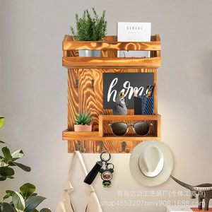 Wooden <b>Wall</b> Mounted <b>Key</b> Rack 4 Layers Mail Organizer With <b>Hooks</b> <b>For</b> Entryway Home Storage - Product Image 3