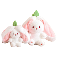 Peluche de Conejo de Pascua de Tamaño Personalizado, Juguete Creativo de Conejo Transformado en Zanahoria con Diseño de Fresa