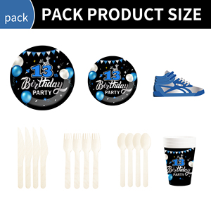 Ensemble de vaisselle pour fête d'anniversaire de garçon de 13 ans DAMAI, comprenant des assiettes et des gobelets en papier jetables pour les décorations d'anniversaire de garçon de 13 ans - Product Image 3