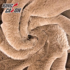 KINGCASON Fabrication directe 100% polyester 235cm 320gsm Marron Couleur unie Nouveau motif carré 3D Fourrure de <span class=keywords><strong>lapin</strong></span> pour literie turque - Product Image 5