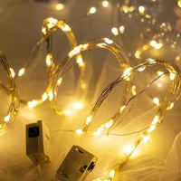 Guirlandes lumineuses LED étanches IP65 alimentées par piles, mini guirlandes lumineuses scintillantes en fil PVC pour la décoration de l'arbre de Noël, cadeaux d'anniversaire