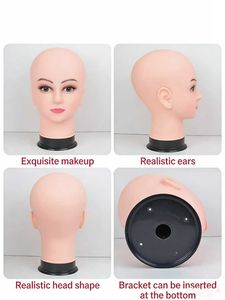 Cabeza de maniquí para peluquería, modelo especial con soporte, cabeza calva para exhibición de pelucas y peinados femeninos - Product Image 5
