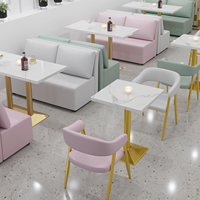 Meubles de restaurant de luxe personnalisés, banquette longue en cuir, table rectangulaire, chaise pour café-bar