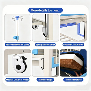 Cama Pediátrica Multifuncional con Ruedas Bloqueables y Barandillas Laterales <span class=keywords><strong>de</strong></span> Seguridad para Bebés, Niños Pequeños y Niños, para <span class=keywords><strong>Hospital</strong></span> y Hogar - Product Image 4
