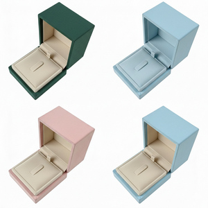 Low MOQ Customized Square Microfiber Covered Multifunctional Jewelry Ring <strong>Earing</strong> <strong>Box</strong> with Double-Sided Inserts with Pouch - Product Image 6