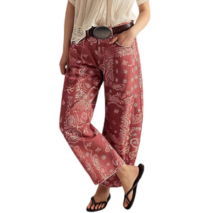 Fitspi Women Vintage Print Wide Leg Jeans Retro Paisley <strong>Floral</strong> High Waisted Denim Pants Casual Loose Straight <strong>Trousers</strong> for <strong>Ladie</strong> - Product Image 3