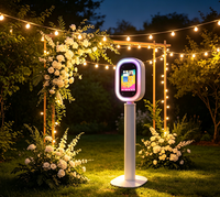 Cabine photo LED RGB compatible iPad et appareil photo avec ventilateur de refroidissement intégré, valise à roulettes, contrôle par application et impression instantanée