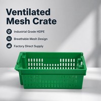 Caisses et conteneurs en plastique empilables et emboîtables en maille ventilée pour la logistique de transformation alimentaire, stockage écologique