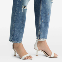 Jeans baggy taille haute pour femmes pantalon en denim détruit respirant avec strass Streetwear sexy pour tenue décontractée lavable