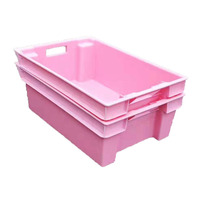 Caisse en plastique robuste bleue en PP vierge, empilable et emboîtable, de qualité alimentaire, pour poisson, capacité de charge 40 kg, 65 L