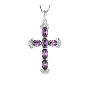 Di alta qualità Design con ciondolo a croce fantasia pieno di gioielli 925 in argento Sterling collana Custom collana produttori - Product Image 4