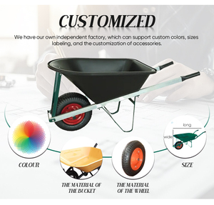 Brouette de jardin modèle WB6046 avec cuve en plastique durable Capacité de charge de 150 kg pour un transport facile du paillis de sol - Product Image 2