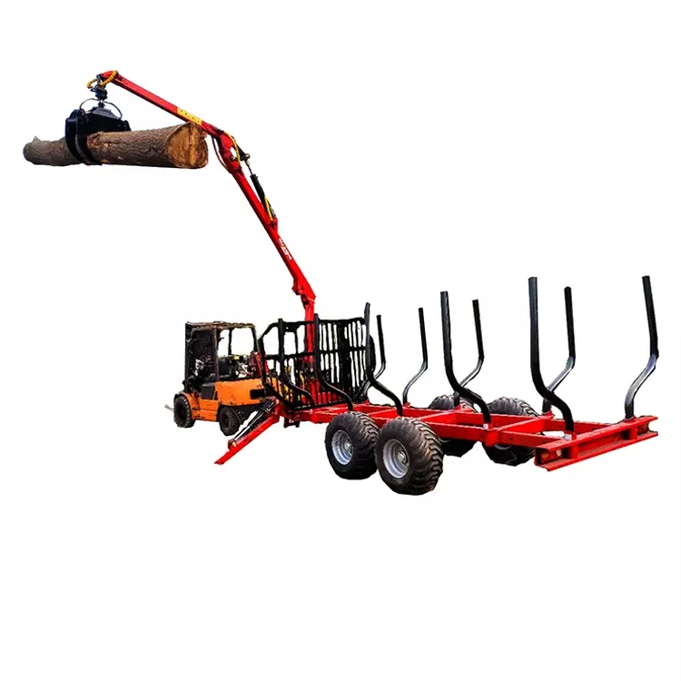 Forestry forwarder timber trailer firewood crane log grab