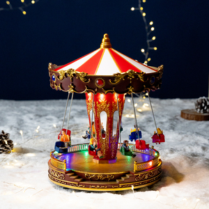 Musical Rotating Santa <b>Balloon</b> Drop Christmas Village Amusement Park Ride LED Light up Holiday Home Decoration Ornament - Product Image 3