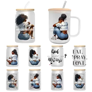 Pegatinas <span class=keywords><strong>de</strong></span> Transferencia UV DTF <span class=keywords><strong>de</strong></span> Mezclilla Negra con Diseño 'Love Yourself' para Chicas, Listas para Aplicar, Resistentes al Agua, para Manualidades DIY en Vasos Libbey <span class=keywords><strong>de</strong></span> 16 oz - Product Image 1