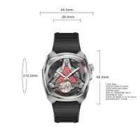 Montre mécanique automatique squelette de luxe en édition limitée, boîtier en acier inoxydable, bracelet en caoutchouc sport, montre personnalisée pour homme