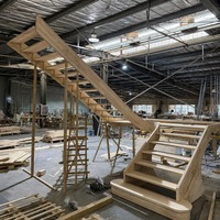 Usine de fabrication dans le Jiangsu, escalier droit en bois massif moderne