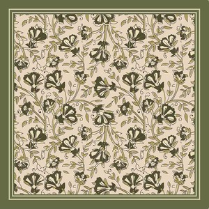 70x70cm Vintage Floral Vine Digital Print Polyester Satin <b>Square</b> <b>Scarf</b> Ethnic Botanical Neck <b>Scarves</b> for Women Casual Use - Product Image 2