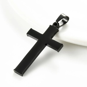 Collier pendentif croix simple en acier inoxydable, couleur argent, or, noir, pour hommes et femmes, bijoux religieux chrétiens, charmes de prière - Product Image 5