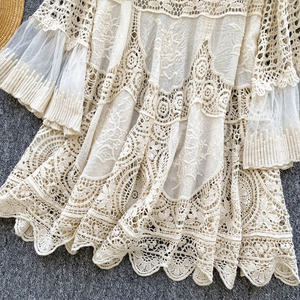 Vestidos de punto calado bohemios para mujer, holgados, con cordones y diseño de patchwork, a la moda - Product Image 3