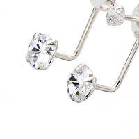 Boucles d'oreilles tendance minimalistes géométriques délicates et chics en argent sterling 925 pour femme, avec zircon cubique rond
