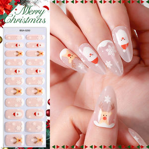 ZhengXiang Noël 3D Design <span class=keywords><strong>de</strong></span> dessin animé mignon Semi-cuit Sans lampe UV Gel Nail Strips Qualité salon Gel Nail Wraps Stickers sans UV - Product Image 4
