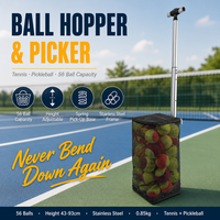 Ramasseur de balles de tennis avec capacité de 56 balles, en acier inoxydable, pour la collecte sur les terrains de tennis et de pickleball