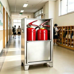 Boîte de rangement pour extincteurs en acier inoxydable <span class=keywords><strong>304</strong></span>, vente en gros d'usine, modèle personnalisable, pour deux extincteurs de 4 kilogrammes - Product Image 1