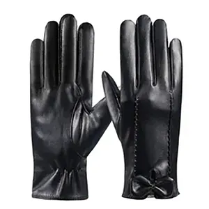 2023 New Design Black Soft Outdoor Daily Life Safety Leather Pu Gloves For Women