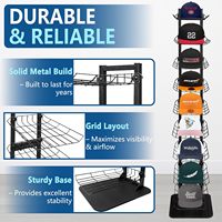 Étagères de magasin de vente au détail pour chapeaux personnalisés, présentoir à 9 niveaux, présentoir pour casquettes de baseball pour magasin de détail.